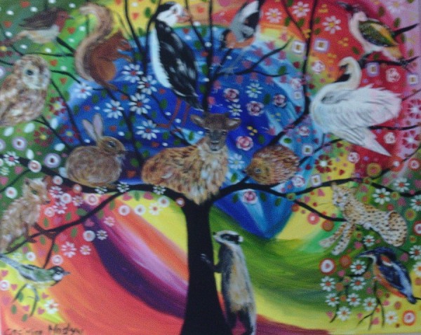 Tree of life in a colourful fantasy sky