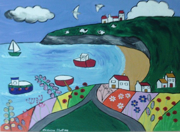 Naive painting of Robin Hoods Bay