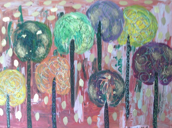 Golden Leaves falling from Lollipop Trees