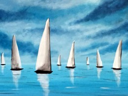 White Sails In The Blue Sea